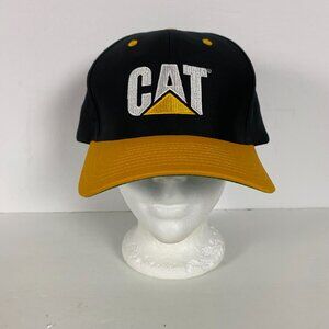 Vintage CAT Caterpillar Snapback Hat Black Yellow Taiwan Cotton